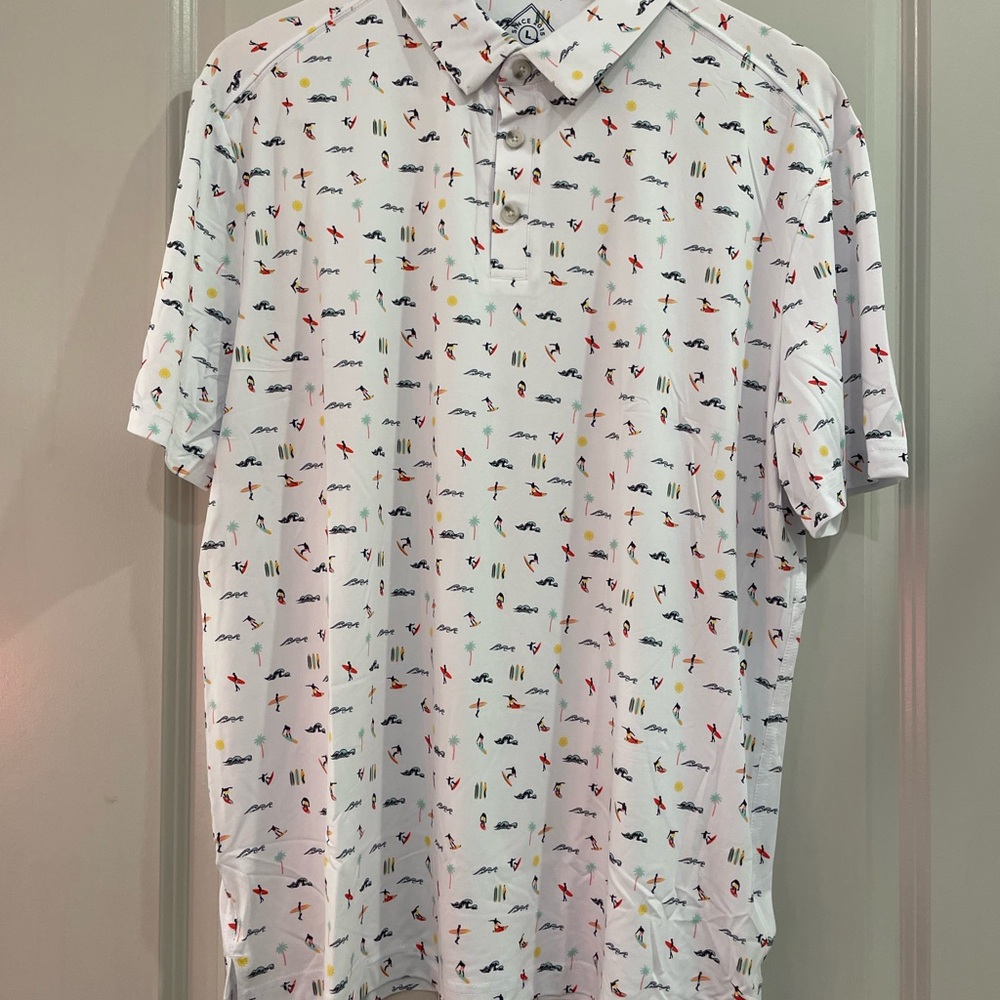 BURLEBO White Polo with Colorful Graphics